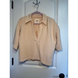 Aerie - Oversized Collared Sweatshirt Pullover Top Peach Size S
